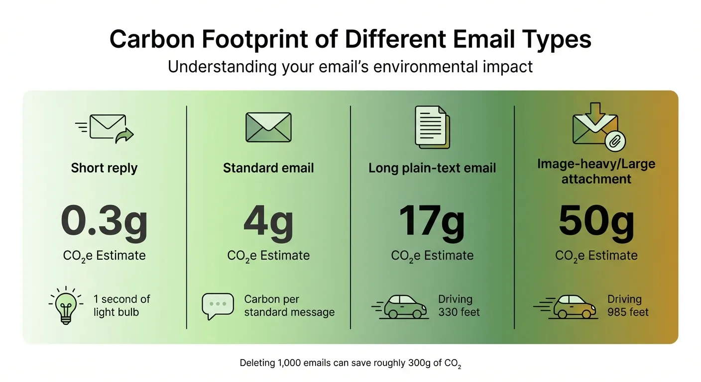 Carbon Footprint of Different Email Types - CO2 Emissions Comparison