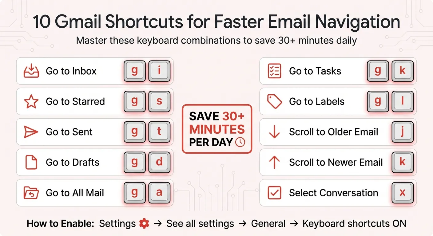 10 Essential Gmail Keyboard Shortcuts Cheat Sheet