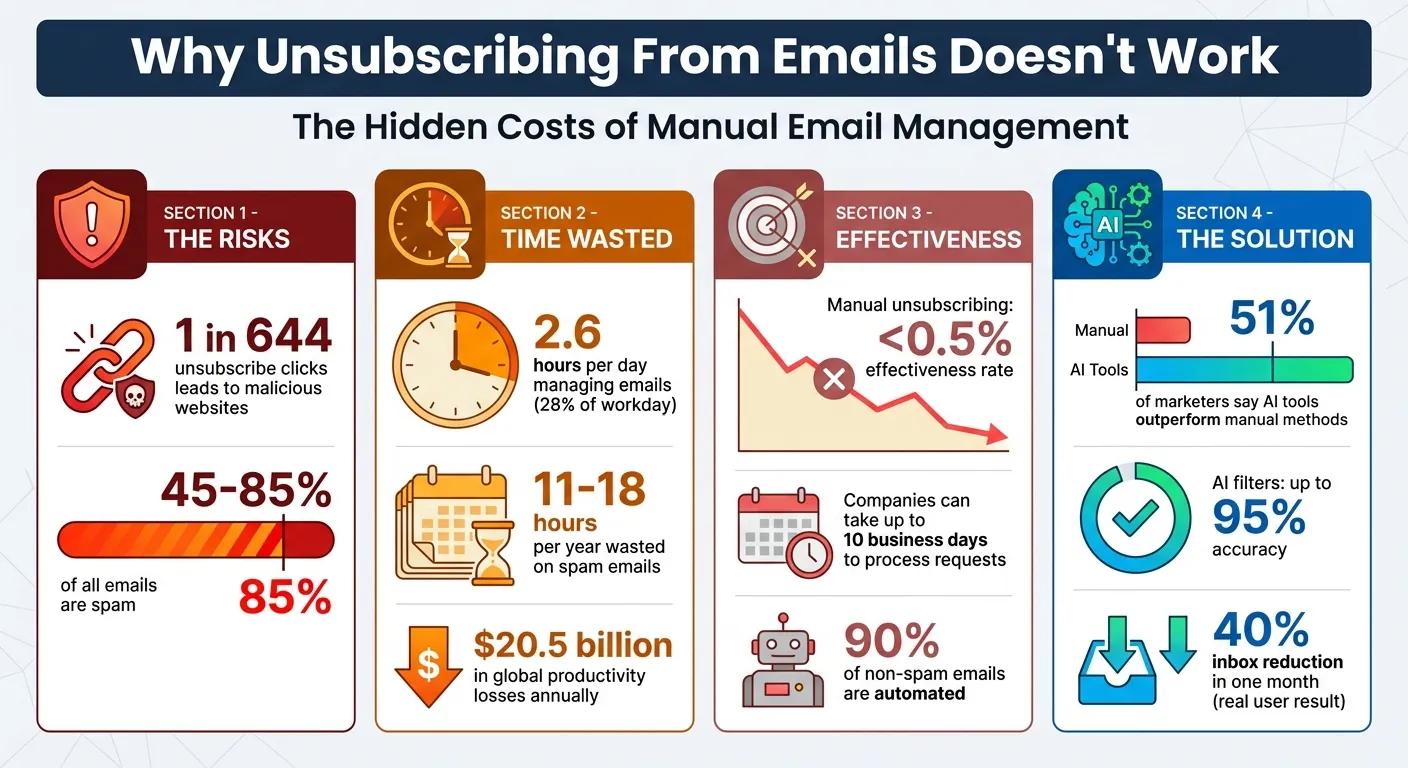 Why Unsubscribing From Emails Fails: Key Statistics and Time Costs