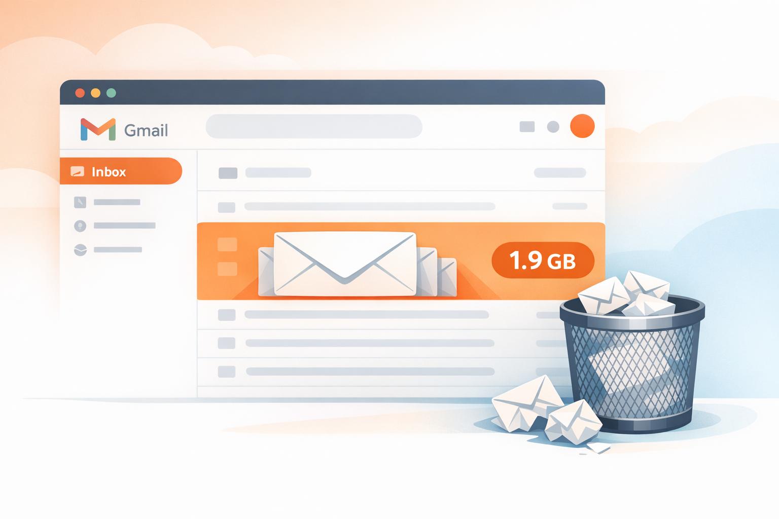 Manage Gmail storage by finding large emails with operators (e.g., larger:10M), deleting them, emptying Trash, and automating cleanup with filters or MailSweeper.