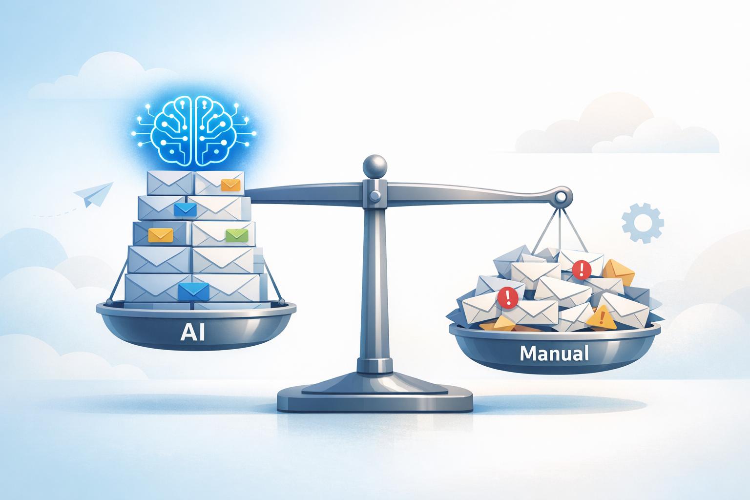 AI cleanup reclaims far more space, faster and with fewer errors than manual purges—ideal for cluttered Gmail accounts; pairing both gives the best control.