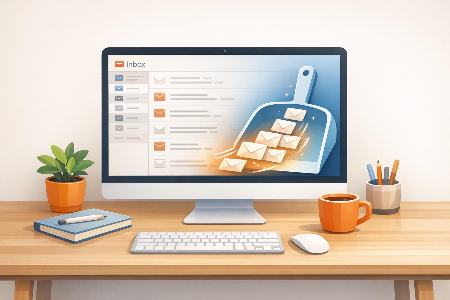 Automate inbox cleanup by moving low-priority emails to a Dustpan label, freeing storage, saving time, and deleting clutter after 30 or 90 days.